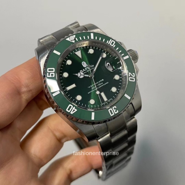 Bape Type 1 T1 BAPEX Watch Silver/Green SS21, Men's Fashion ...