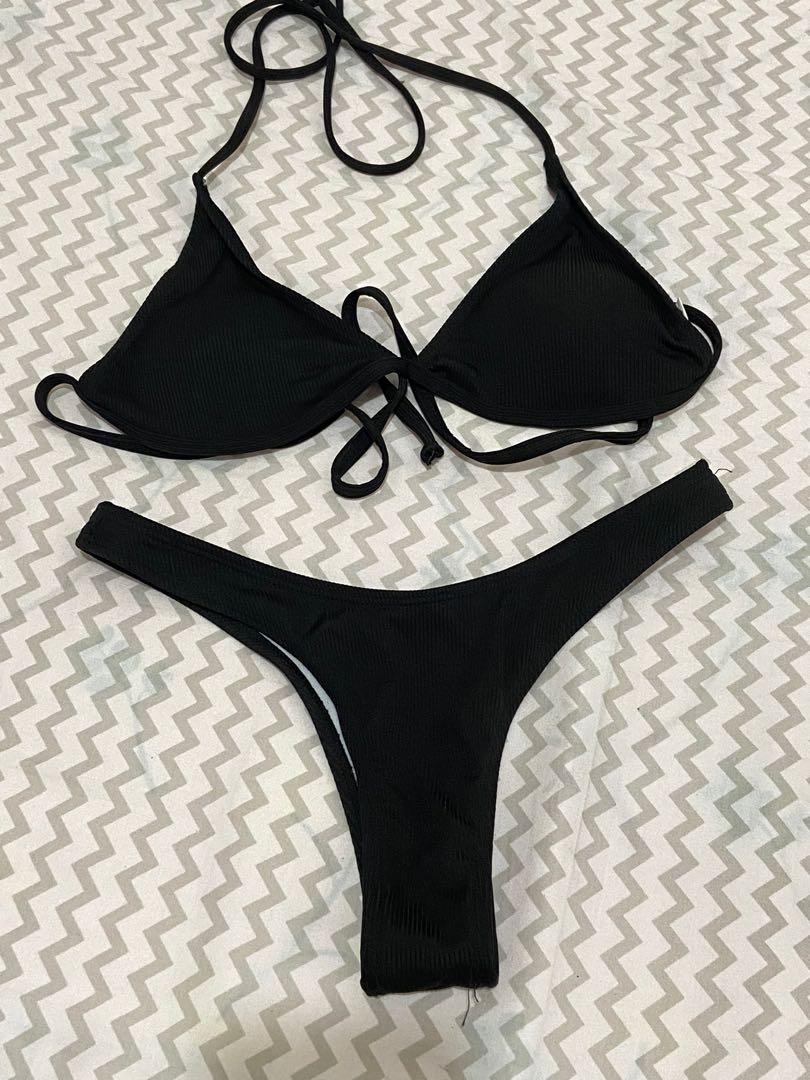 Black Bikini Set Two Piece Swimsuit, Women's Fashion, Swimwear, Bikinis