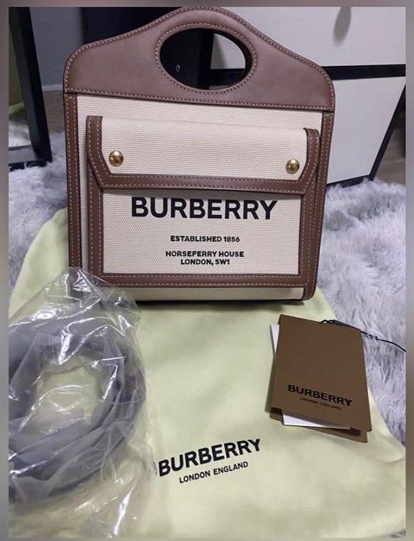 Burberry - mini two-tone canvas and leather pocket bag, Luxury, Bags &  Wallets on Carousell