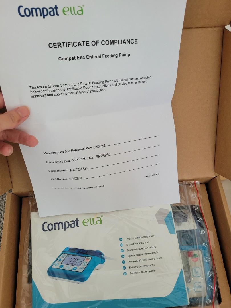 Compat Ella Portable Enteral Feeding Pump, Health & Nutrition, Medical