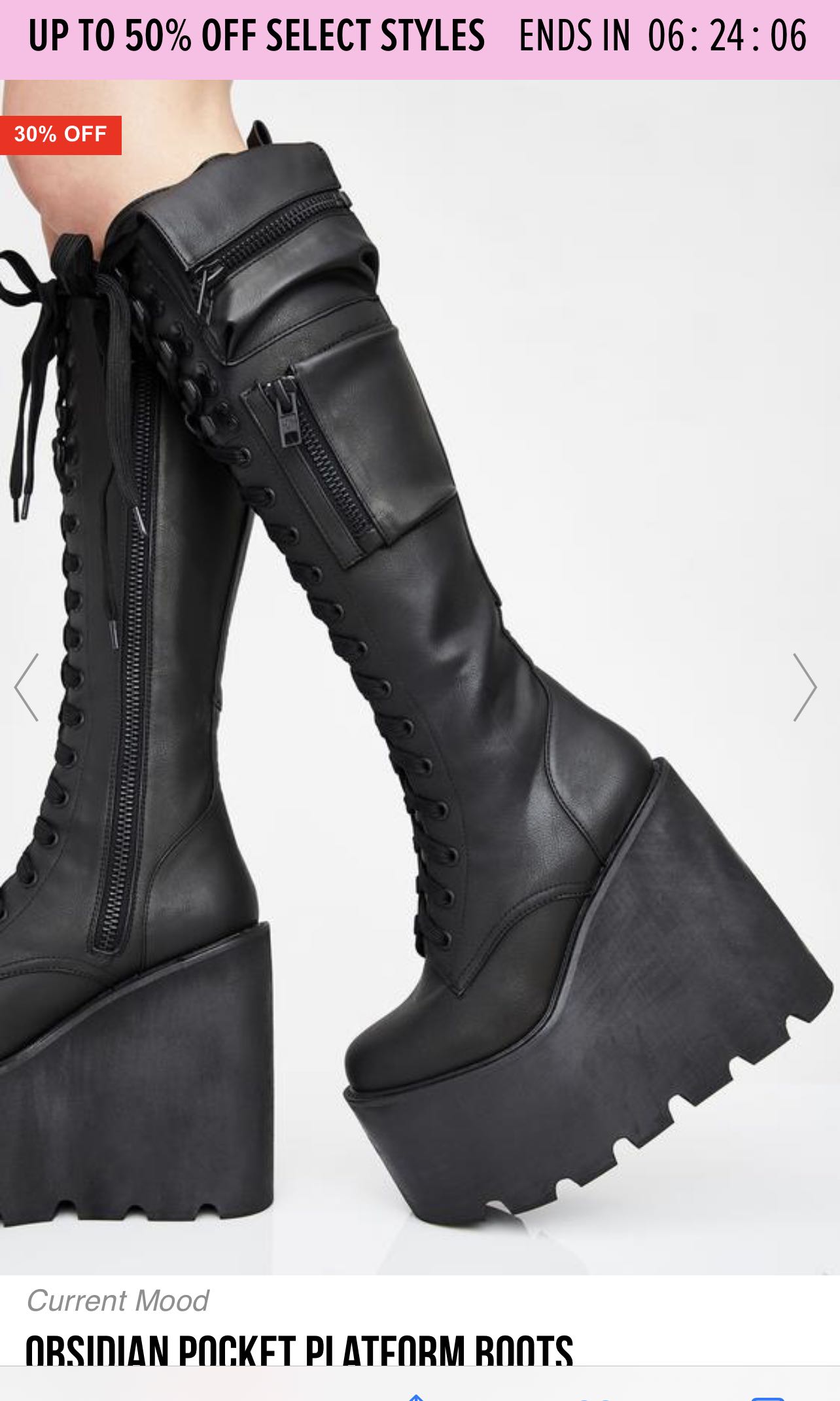 Obsidian Pocket Platform Boots, Women's Fashion, Boots on Carousell