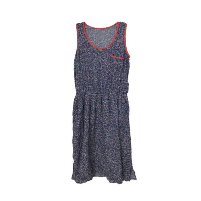 Dress Floral blue orange, Fesyen Wanita 