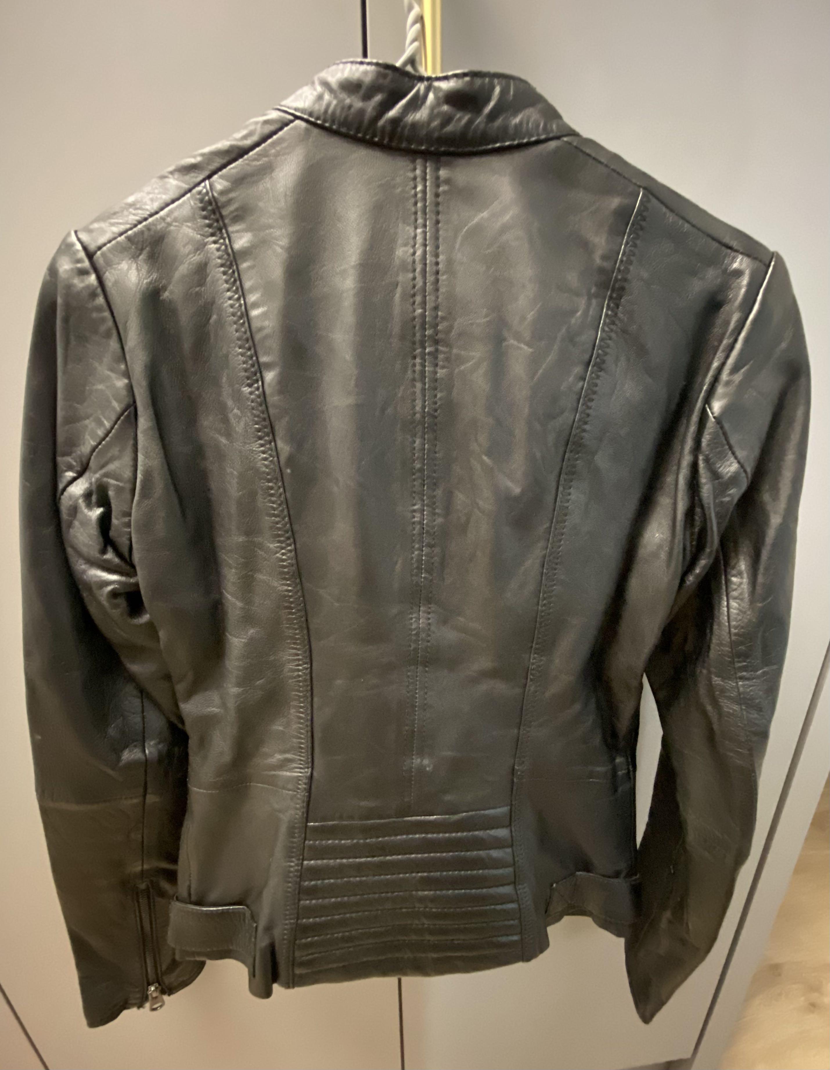 ESPRIT leather biker jacket in black Women s Fashion Coats Jackets and Outerwear on Carousell