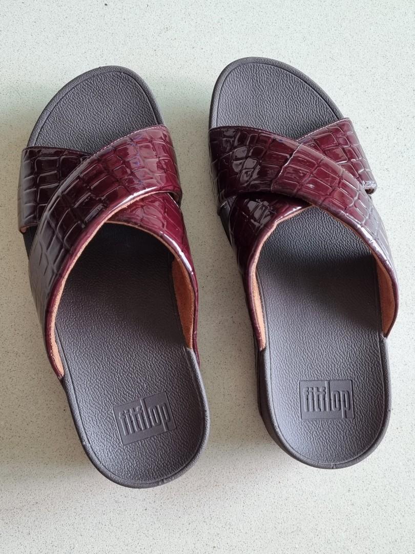 Fitflop Lulu Cross Slides Croc Embossed Women s Fashion Footwear