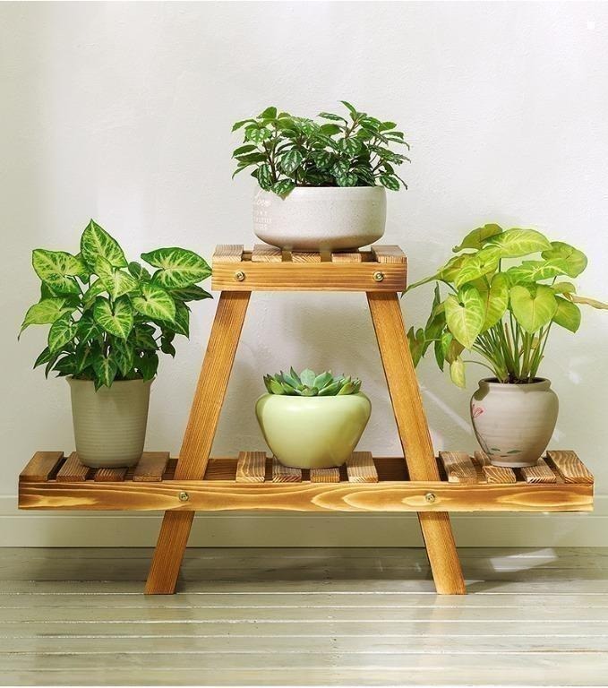 (FREE DELIVERY) Wooden Plant Rack, Furniture & Home Living, Furniture ...