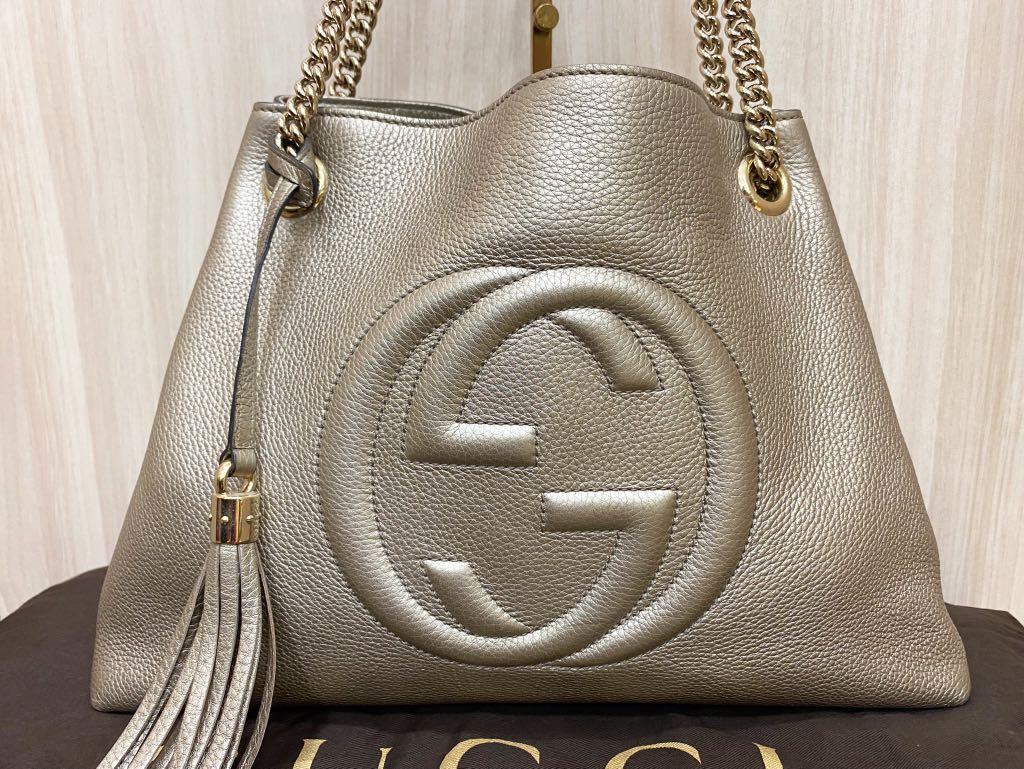 G.u.c.c.I Gold Soho Leather Shoulder Bag Luxury Bags Wallets