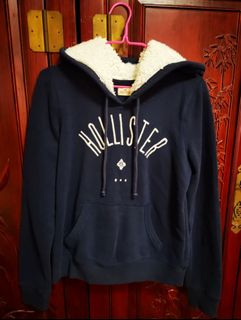 Hollister海軍藍羊羔絨連帽拉鍊衛衣上衣衞衣衫HCO navy blue sherpa fleece lined hoodie top sweater A&F Abercrombie & Fitch AF64239924407810110