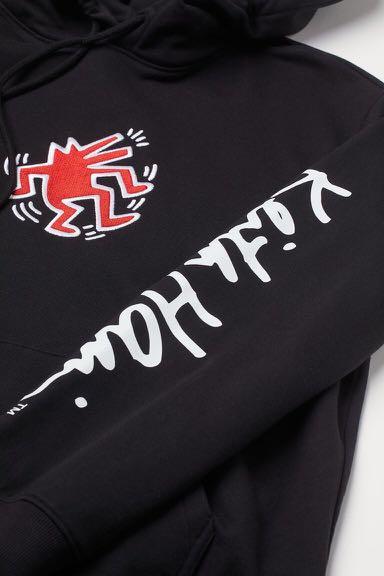 Hoodie H\u0026M Keith Haring Black, Fesyen 