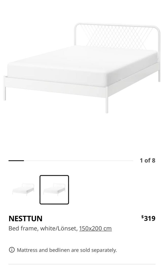 IKEA Bed Frame Queen Size with slatted bed base, Furniture & Home