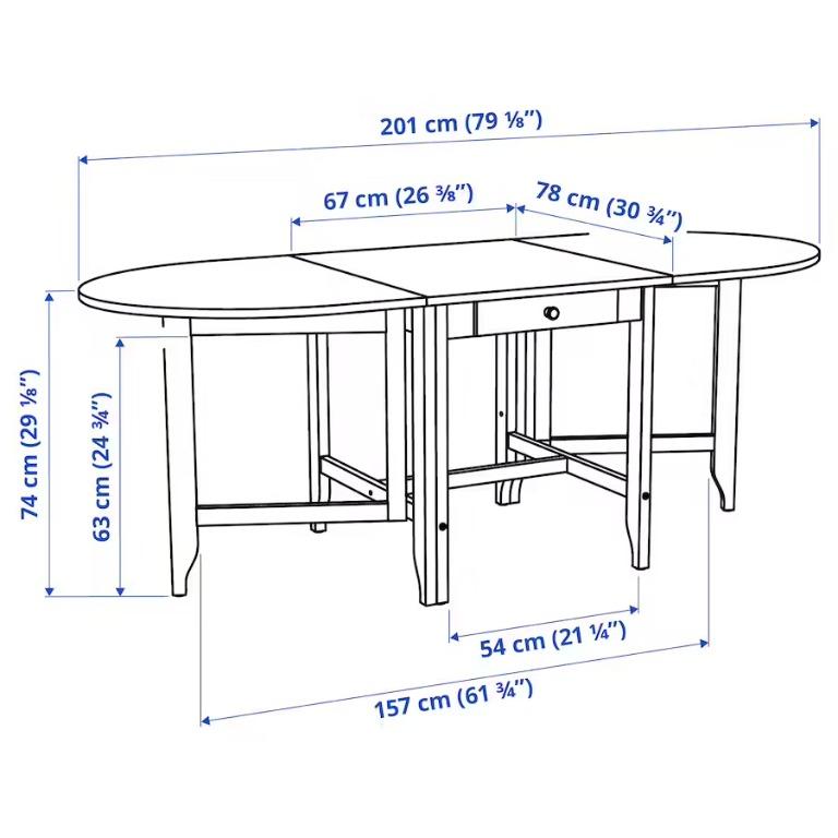 IKEA Dining Table Gamleby Gateleg Foldable Table, Furniture & Home