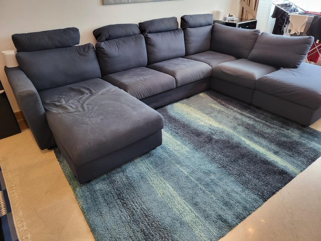 Ikea sofa with chaise lounge and storage, Furniture & Home Living