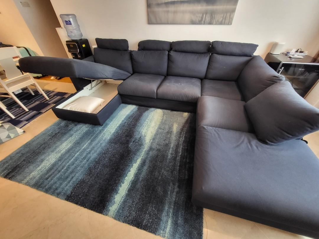 Ikea sofa with chaise lounge and storage, Furniture & Home Living