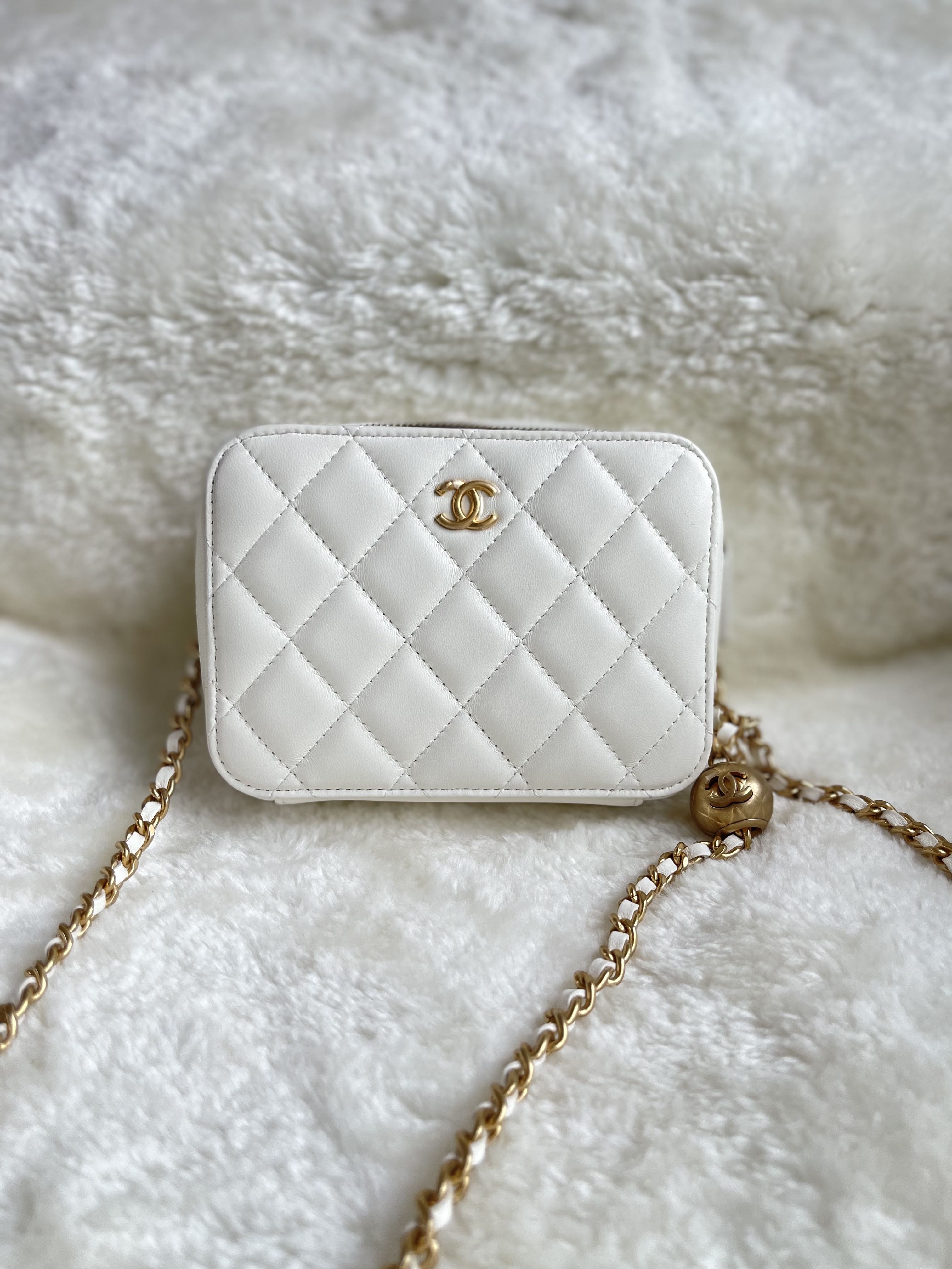 SOLD 22C Chanel Camera Bag White Vanity Box Case Pearl Crush