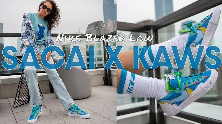 Nike Sacai x Kaws Neptune Blue size 38(24cm), Fesyen Wanita ...