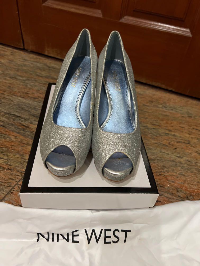 Nine West Silver Heels Platform Peep Toes Brand new in box Size 6.5 235 Women s Fashion Footwear Heels on Carousell