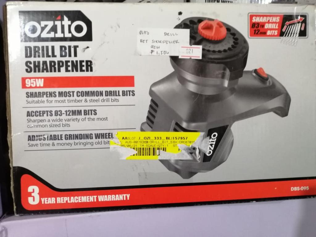 Ozito Drill Bit Sharpener 95w (Category: Construction Tools & Equipment) located in San Pedro. Submitted by aus-plus (Listing ID 1143555928, Image 1). Description: Ozito Drill Bit Sharpener 95w.