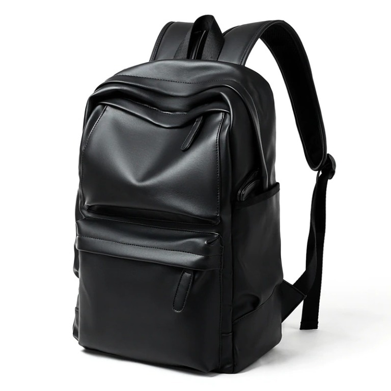 IN STOCK PU Leather Backpack Men Travel Bag Waterproof Simple
