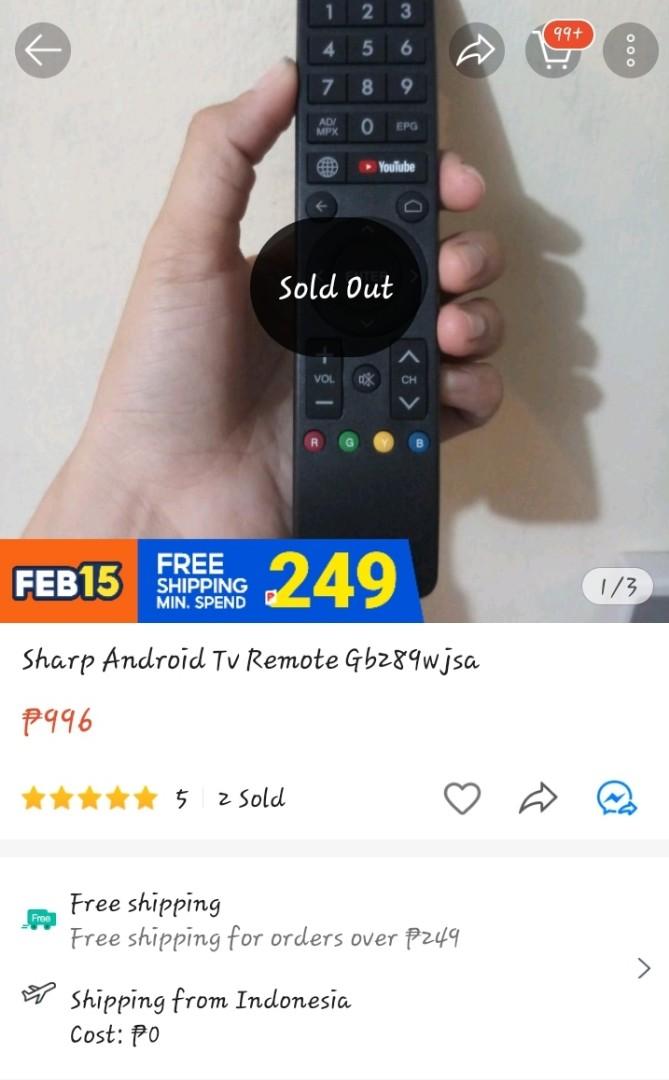 Realmi / Sharp TV Remote (Category: Electrical, Adaptors & Sockets) located in Angeles City. Submitted by goodbuysathome (Listing ID 1143623915, Image 1). Description: original realmi and Sharp tv remote.
