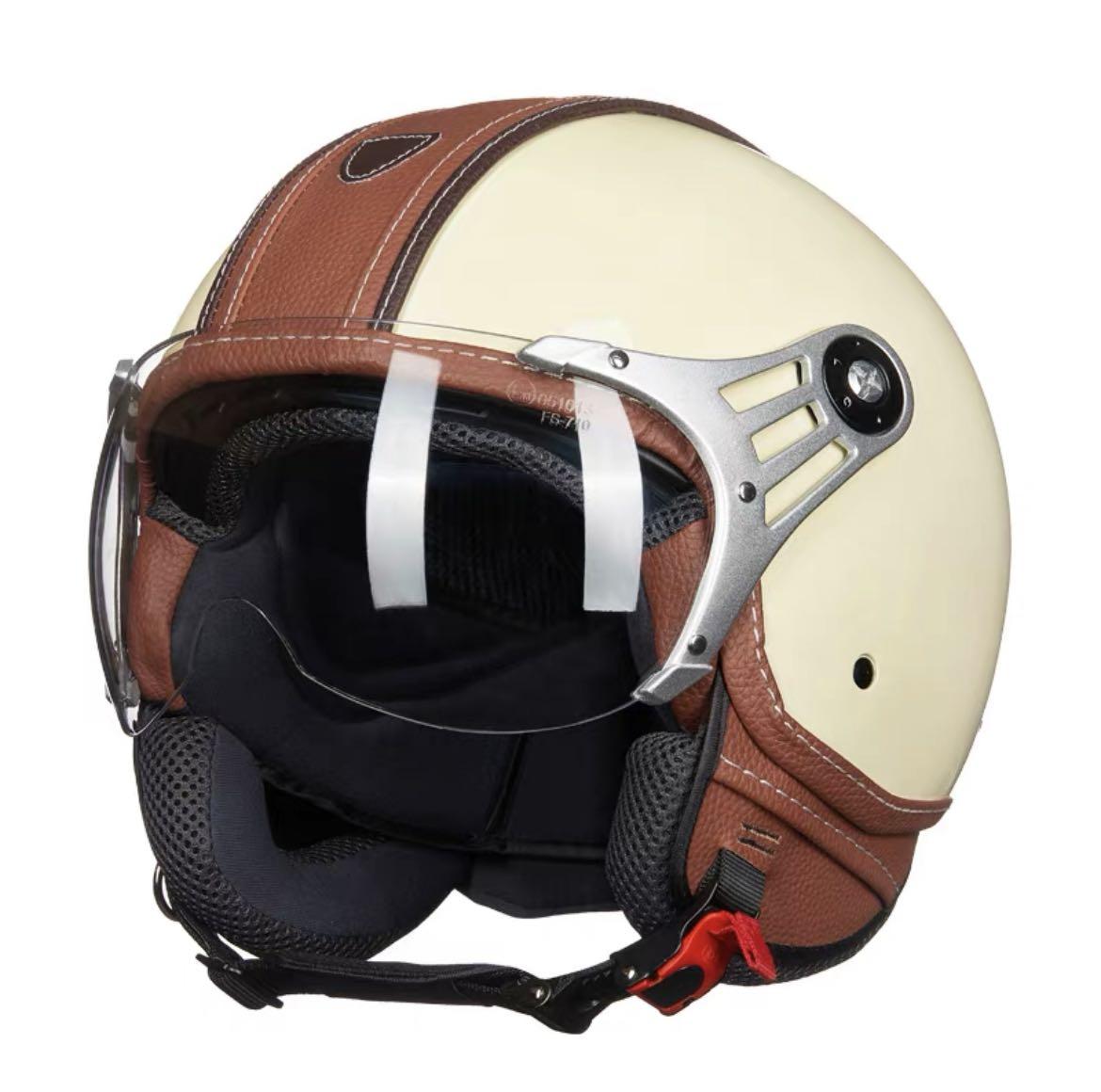 Retro Open Face with Lens Fighter Motorcycle Helmet Pilot Jet Aviator
