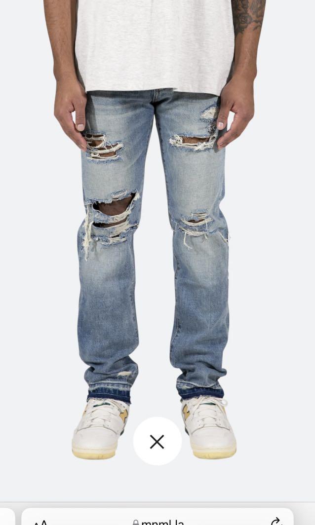 Ripped jeans from mnml.la D298 DENIM, Men's Fashion, Bottoms, Jeans on  Carousell