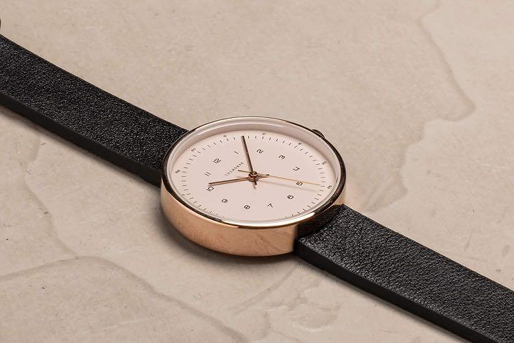 The Horse The Minimal 34mm Polished Rose Gold Black Strap