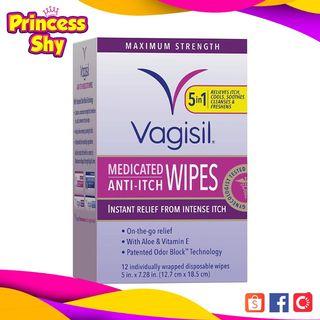 Vagisil Medicated Anti Itch Wipes Maximum Strength Instant Relief 5 in 1 Feminine Wipes 12 Count