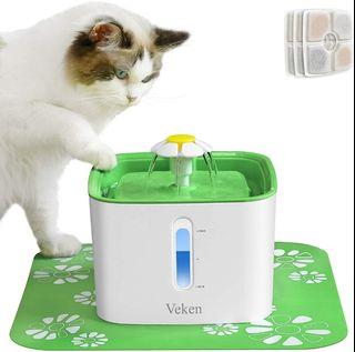 Veken Cat Water Fountain, 84oz Automatic Pet Water Fountain Dog Water Dispenser with 3 Replacement Filters & 1 Silicone Mat for Cats and Small to Medium Dogs, Green