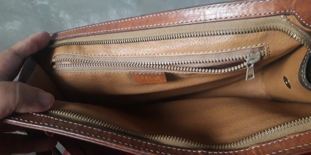Celine Vintage Brown Macadam M93 Unisex Wristlet Clutch bag
