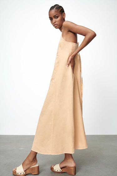 Zara embroidered linen dress online