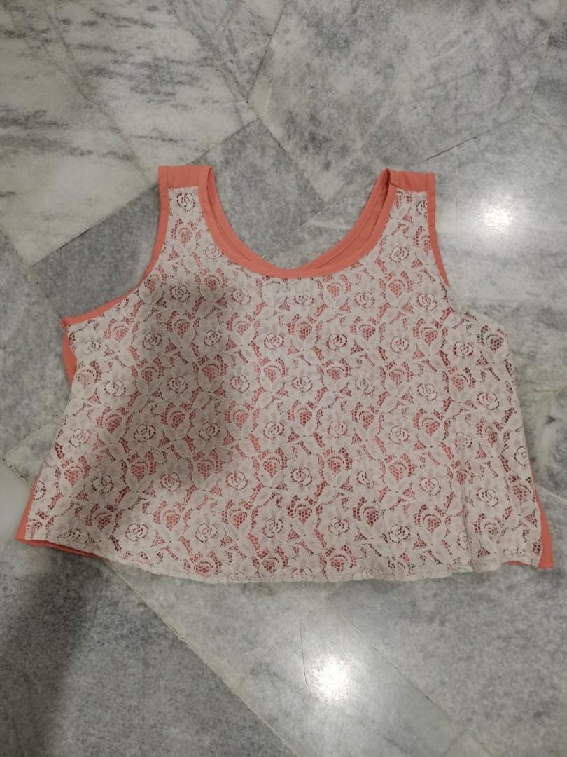 Acewin Lace Top In Peach Women S Fashion Tops Blouses On Carousell