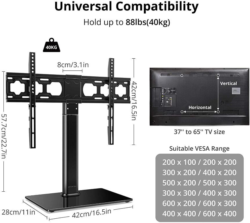 ATUMTEK Universal Table Top Pedestal TV Stand with Bracket for 3765