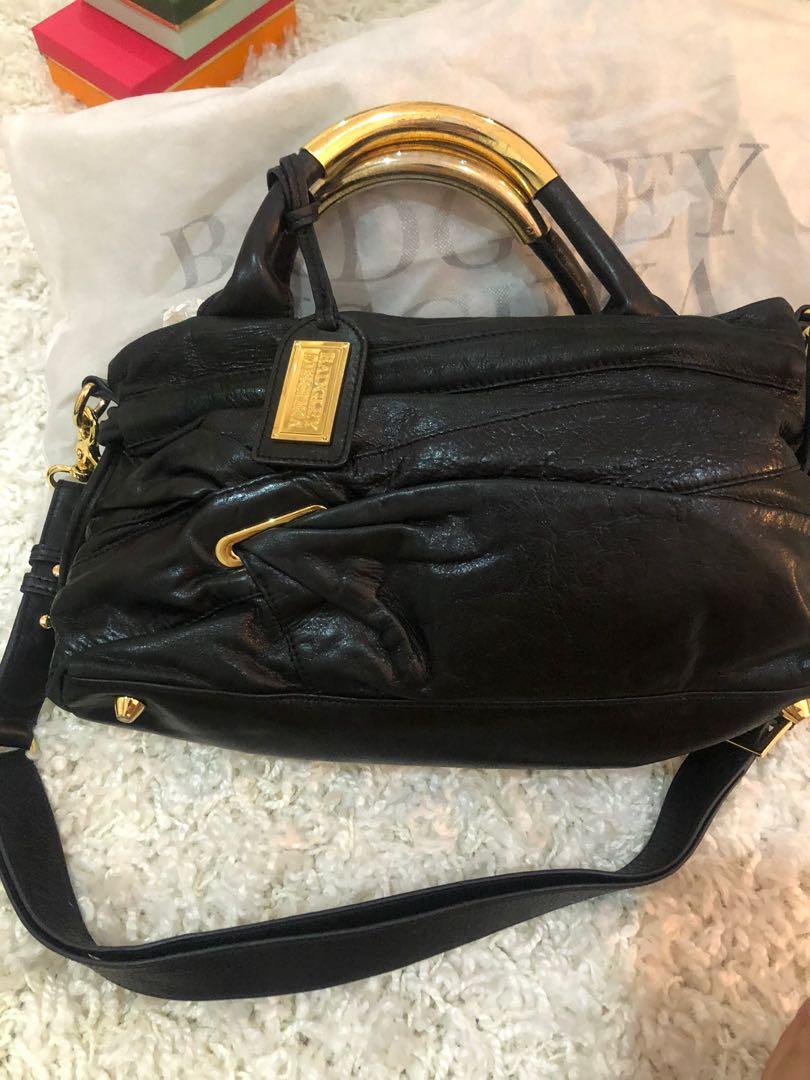 Badgley mischka black leather purse clearance