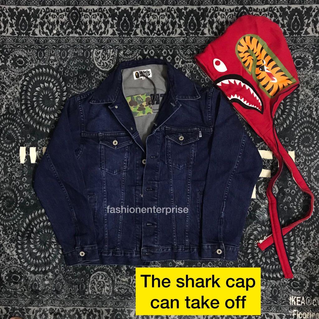 Bape denim jacket shark clearance