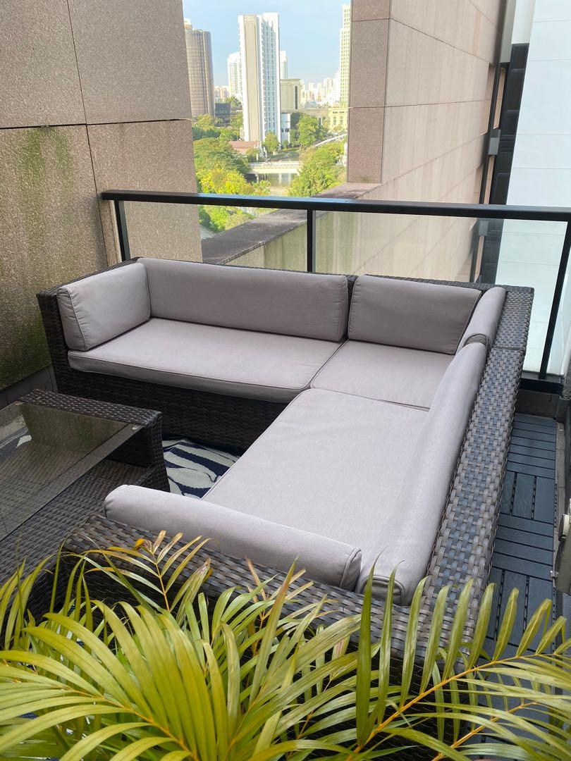 Boulevard Outdoor Patio Furniture L Shaped couch & table, Furniture