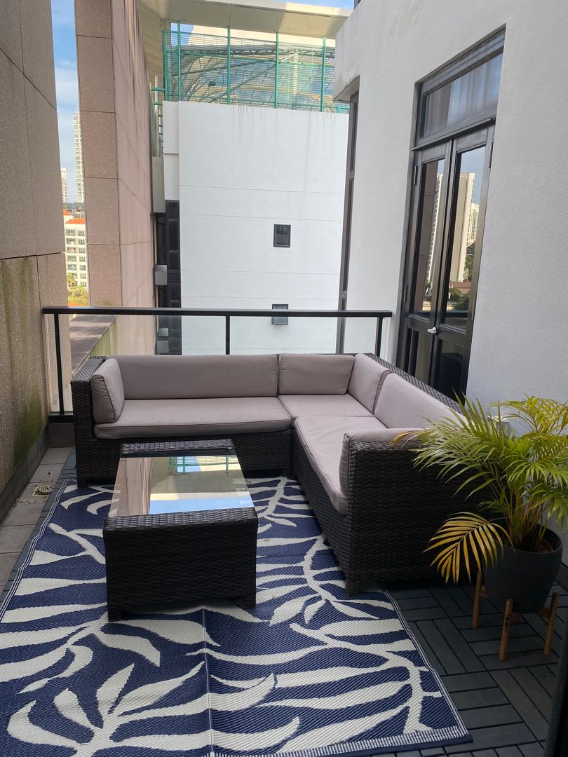 Boulevard Outdoor Patio Furniture L Shaped couch & table, Furniture