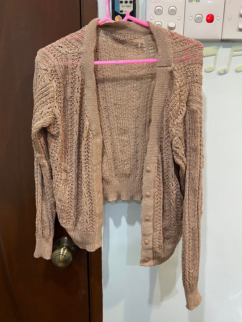 Brown Lace Cardigan Women S Fashion Clothes Outerwear On Carousell