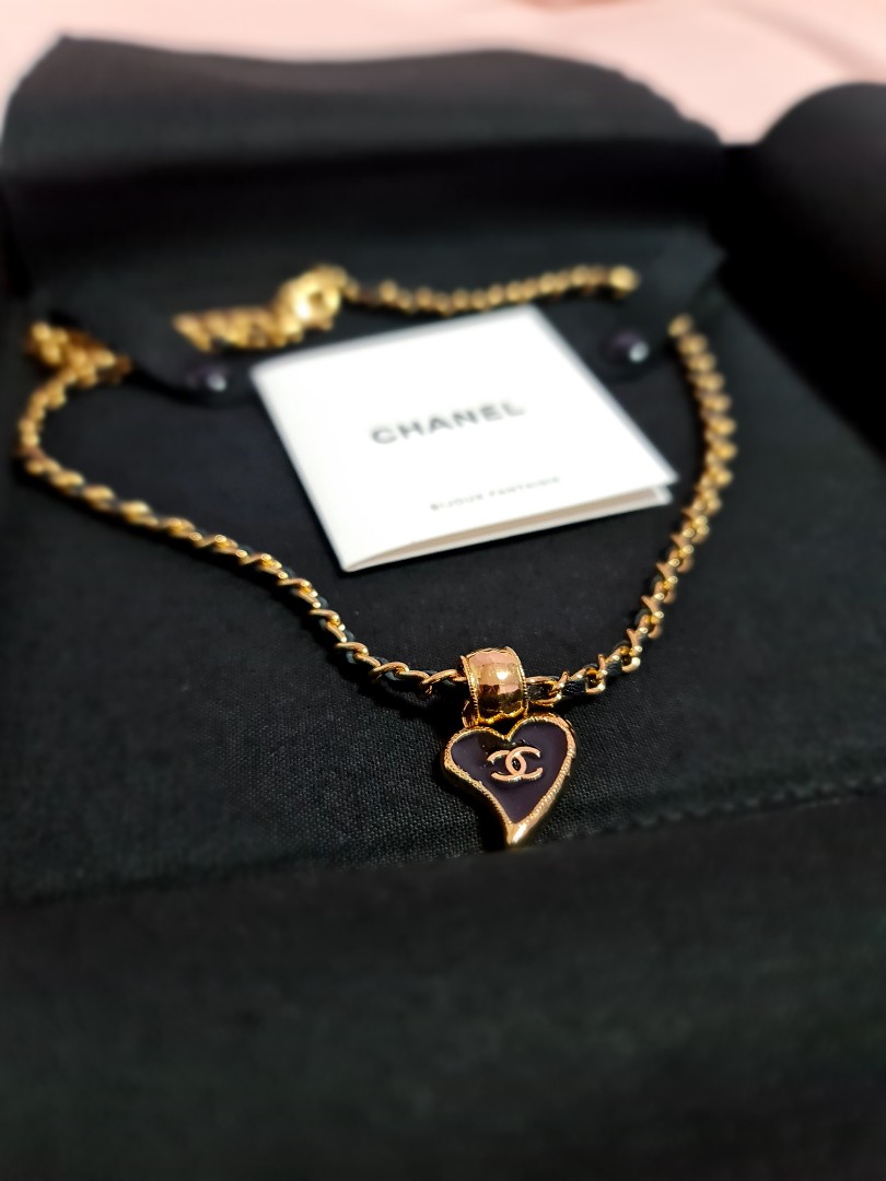 CHANEL LOVE🖤 LEATHER CHOKER, Luxury, Accessories on Carousell