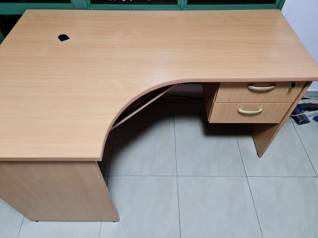 Computer desk (Category: Tables & Sets) located in Singapore. Submitted by nglnteo (Listing ID 1143798544, Image 1). Description: V Hive Office desk with locked drawer. H = 75cm L= 150cm W = 100cm L=60cm W = 60cm.
