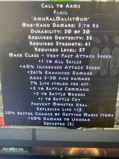 Diablo 2 resurrected d2r softcore call to arms cta flail 5/5/1 Bo