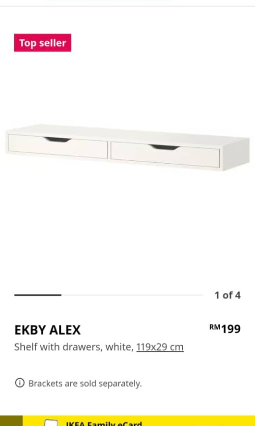 EKBY ALEX / RAMSHULT Wall table/shelf with bracket, Furniture & Home
