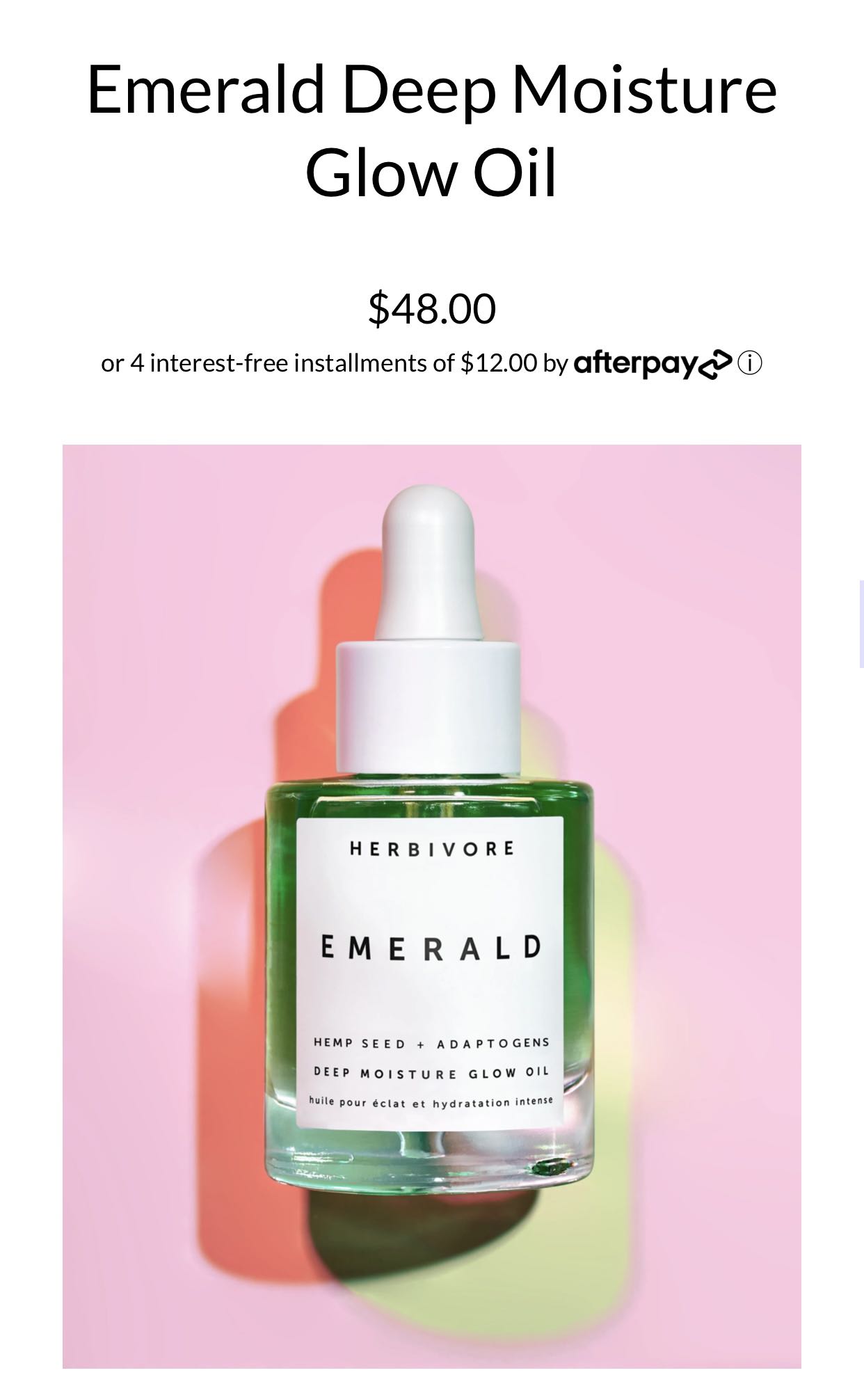 Herbivore Emerald Glow Oil/ volitian Yaupon tea moisturizer 60ml