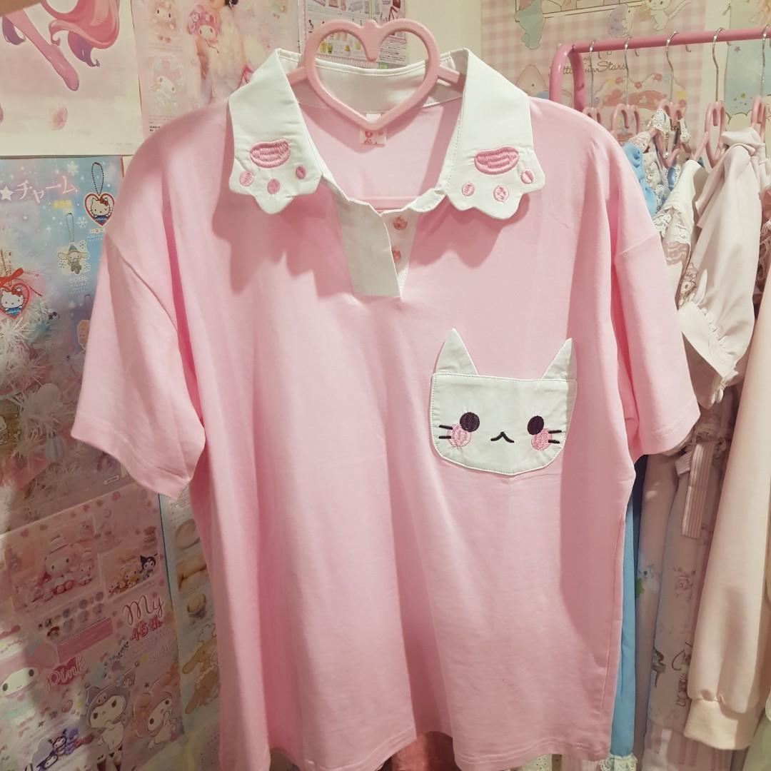 Kawaii Cat Pink Top