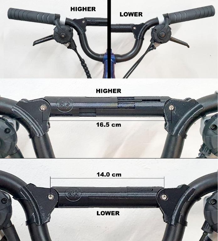 M bar M type handlebar bridge extender screwed on adjustable to fit. For Brompton Pikes 3sixty Aceoffix Camp Royale