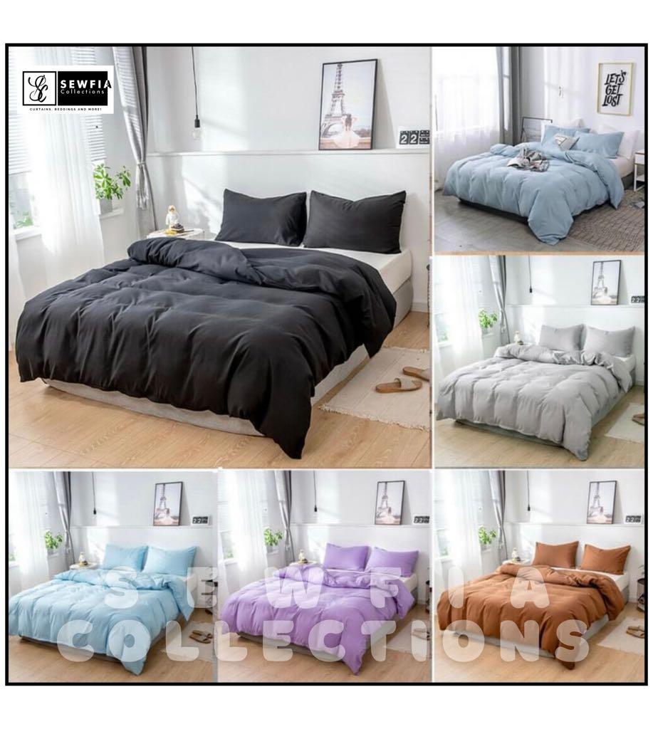 Monotone Solid Color Beddings (Category: Bedding & Towels) located in Caloocan City. Submitted by kayceegee (Listing ID 1143725731, Image 1). Description: ✨Monotone Solid Color Beddings✨ 💛Around 60 colors to choose from 💛Customize Set and size Our standard: BEDSHEET Size Single 36x75x4 Double 48x75x4 Family 54x75x4 Queen 60x75x4 King 72x75x4 PILLOWCASE Size Medium - 16x22 Large - 17x26 XL - 18x28 Queen - 20x30 King - 20x36 Body pillow - 20x54 D