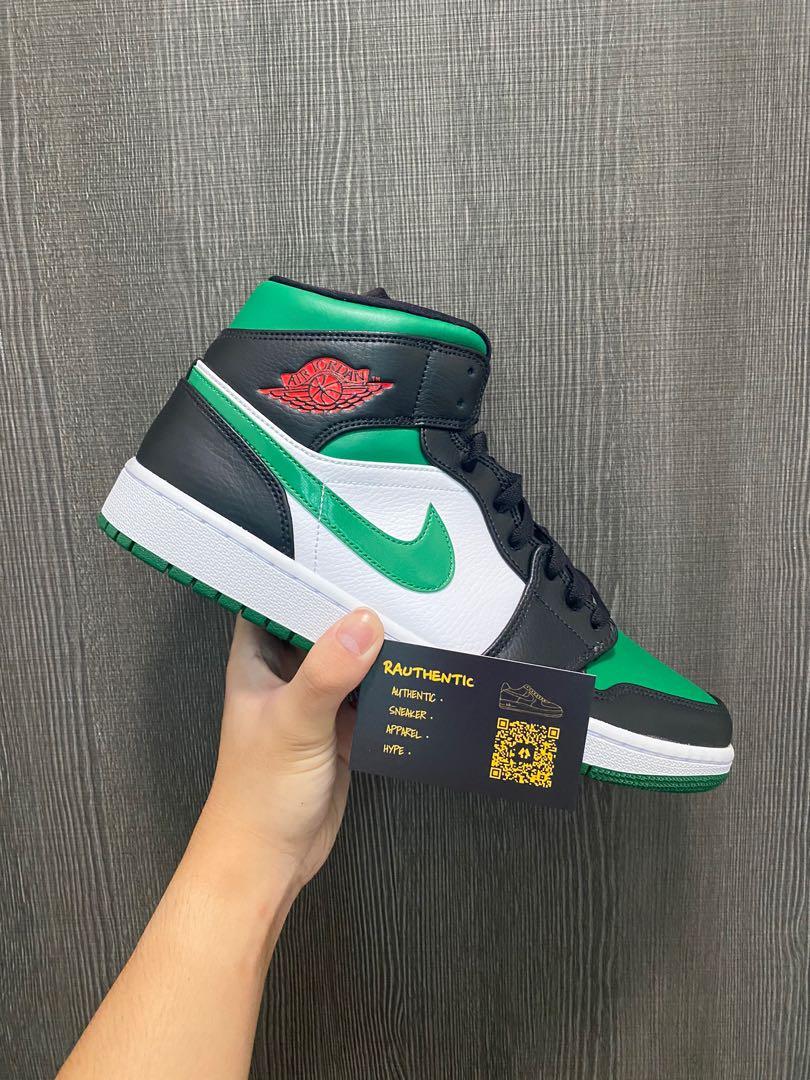 Nike Air Jordan 1 Mid Green Toe pine, Men's Fashion, Footwear, Sneakers on  Carousell