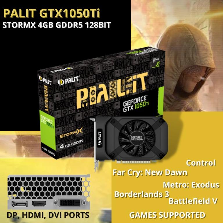 PALIT GTX1050Ti STORMX 4GB GDDR5 128BIT for Desktop Gaming, Computers ...