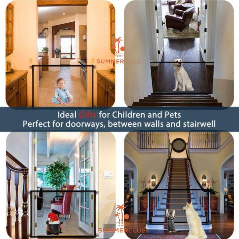 Magic gate pet gate for dogs portable mesh folding safety fence hotsell pet isolation mesh dog gate for house indoor stair doorway use