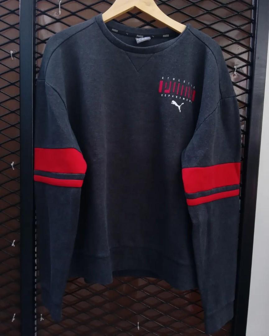 Puma Athletic Department Dark Grey, Fesyen Pria, Pakaian , Baju Luaran di  Carousell
