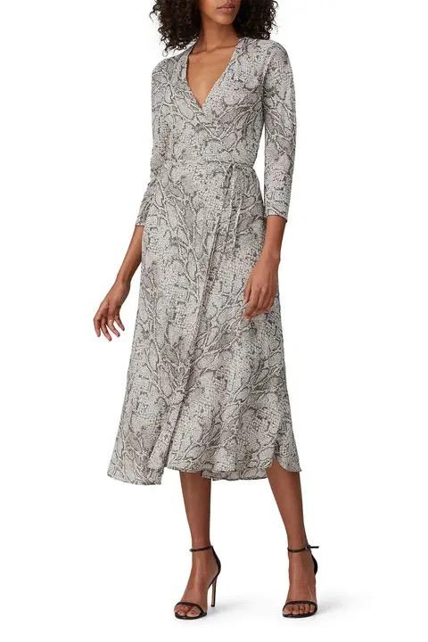 Reformation Jaz Wrap Dress in Snakeskin AUTHENTIC UK 6 8