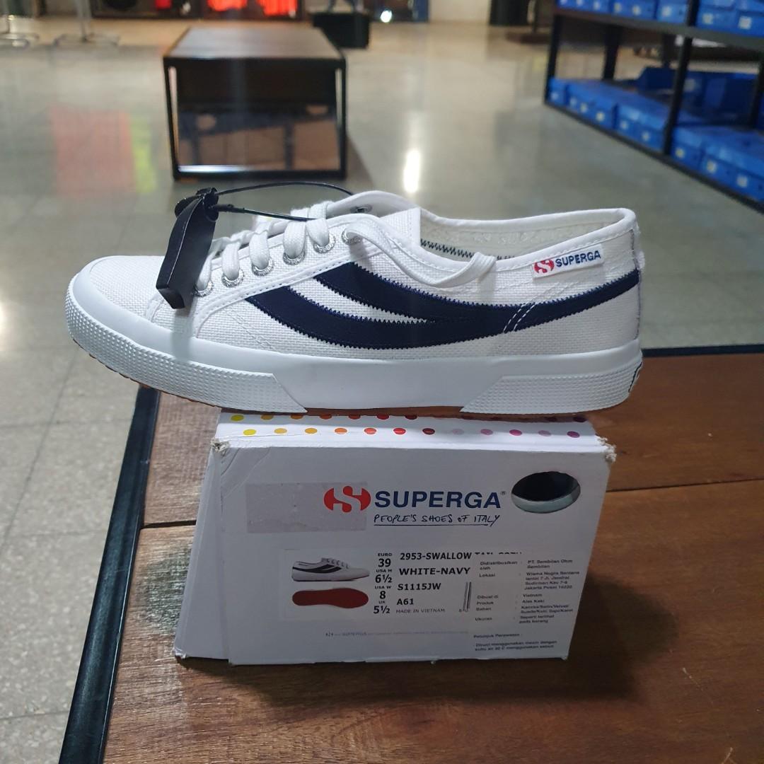 Superga 2750 Swallow Tail Cotu Sneakers original 100% - Black White, Fesyen  Pria, Sepatu , Sneakers di Carousell